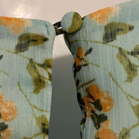 Calvin Klein Women's Mint Floral Ruffled Bell-Sleeve Chiffon Shift Dress Work - Picture 9 of 10